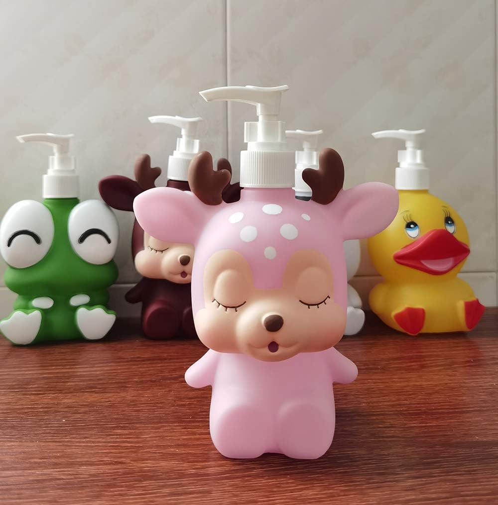 Hyever Pink Deer Hand Soap Dispenser Cute Cartoon Design