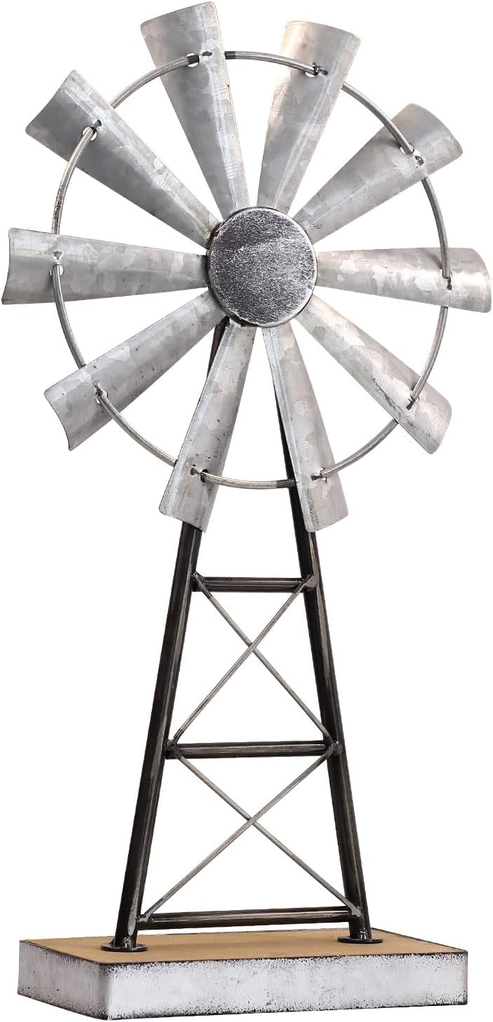 MODE HOME Charming Tall Galvanized Windmill Decor