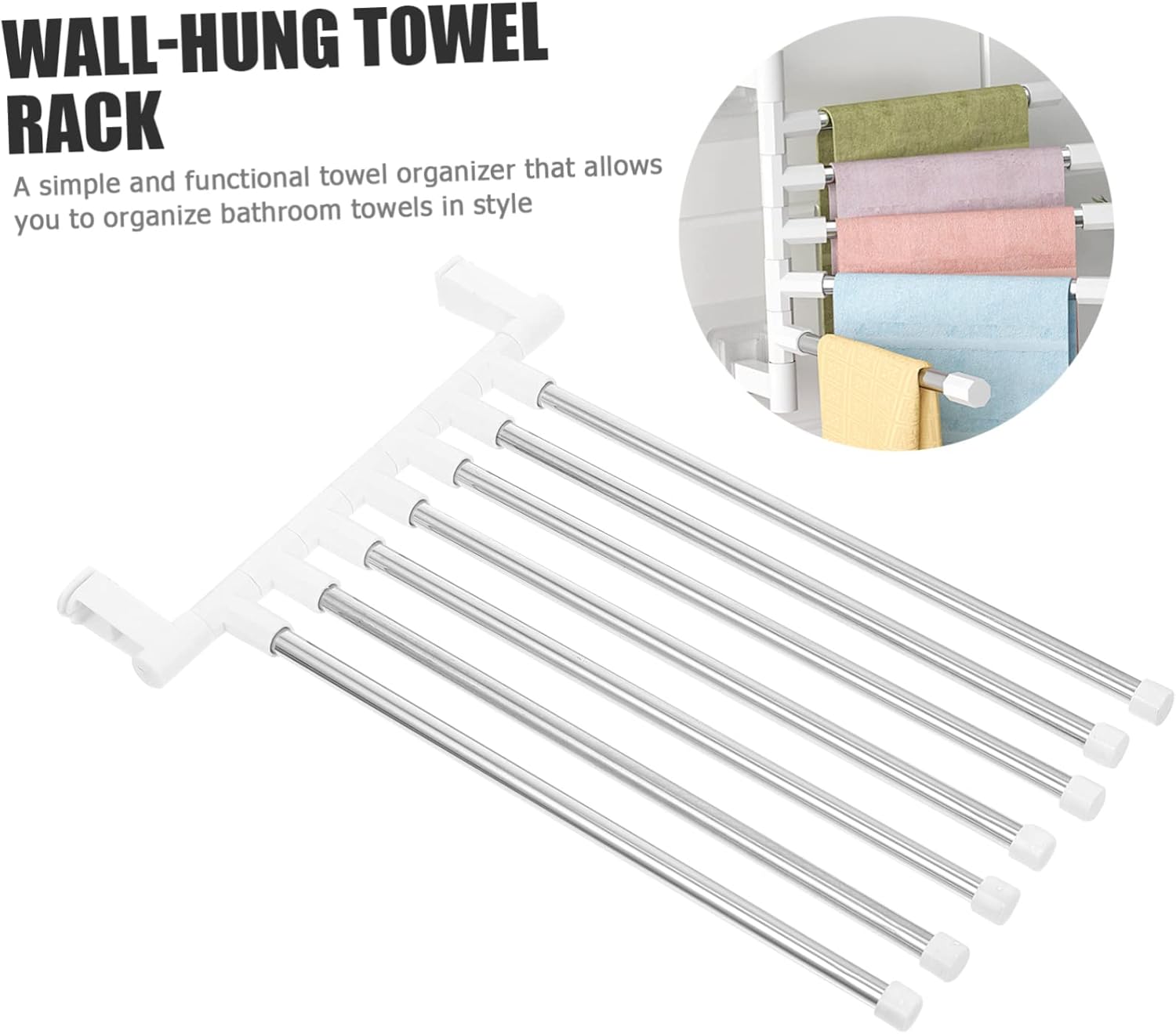 NUOBESTY 1Set Wall Mounted Towel Rack with Stainless Steel Design