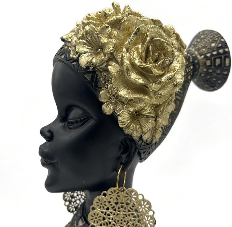 African Lady Bust Statue Home Decor Sculpture