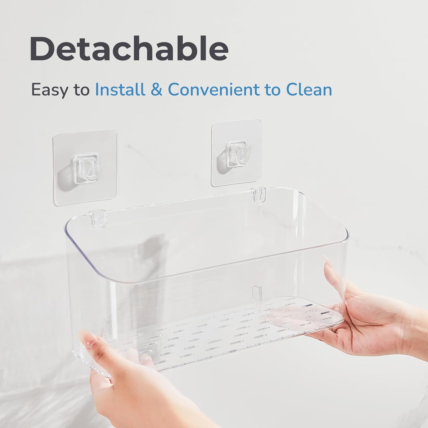 Clear Bath Toy Storage Holder with 2 Large Baskets 1
