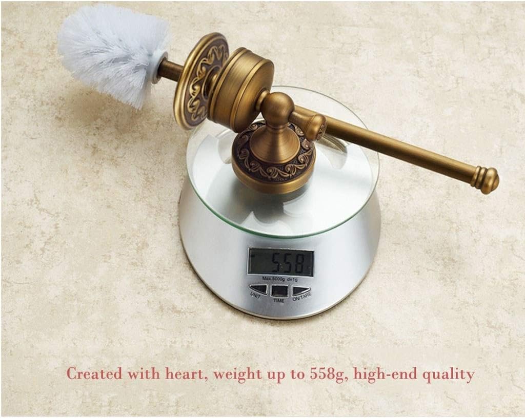 NOVOCE Toilet Brush Holder with Antique Brass Engraving
