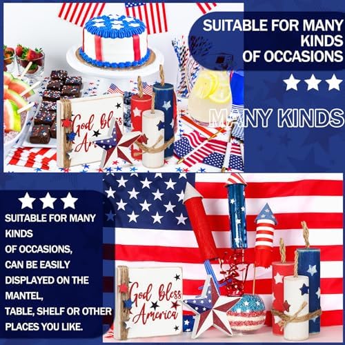 Amyhill 5 Pcs 4th of July Wood Centerpieces
