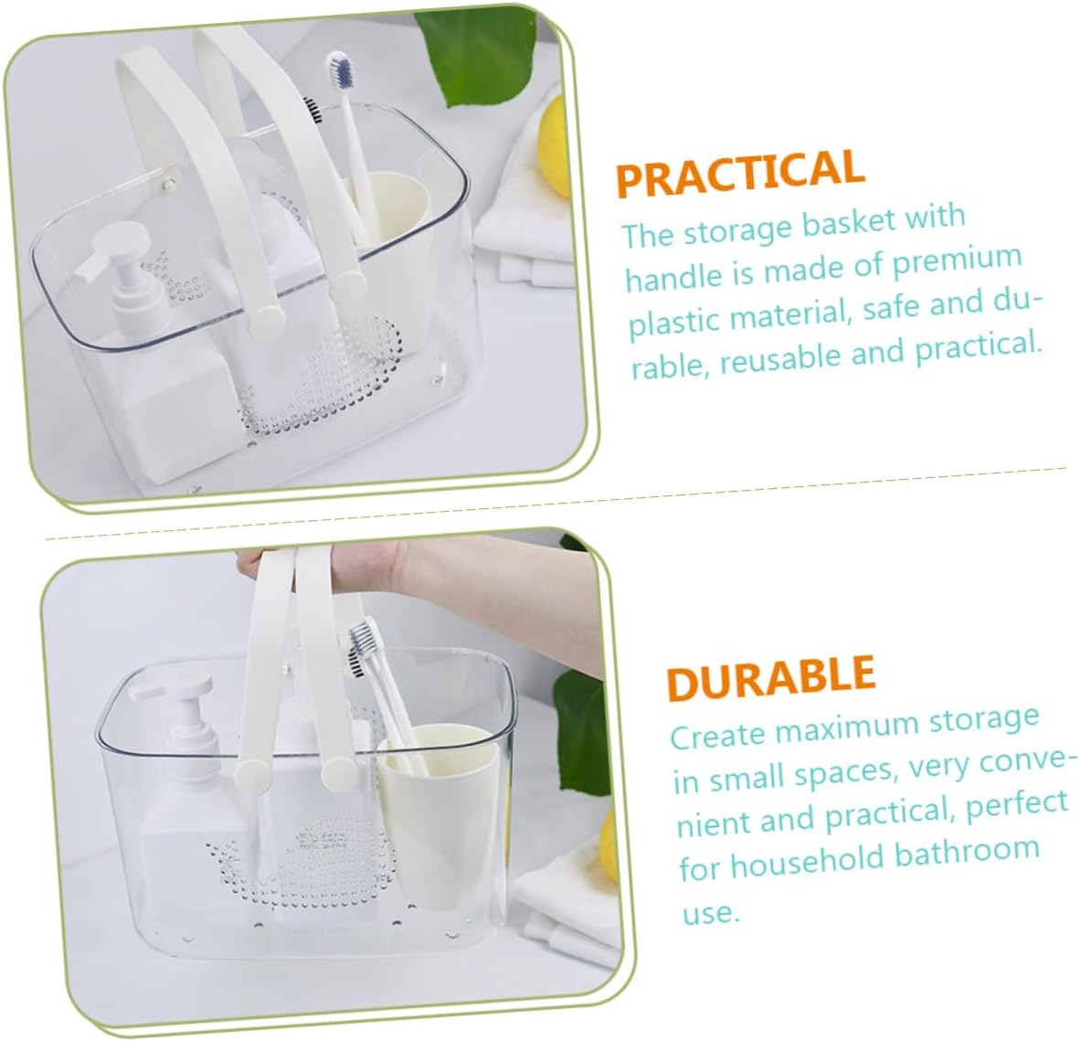 HOLIDYOYO Shower Basket with Handle Plastic Storage Organizer