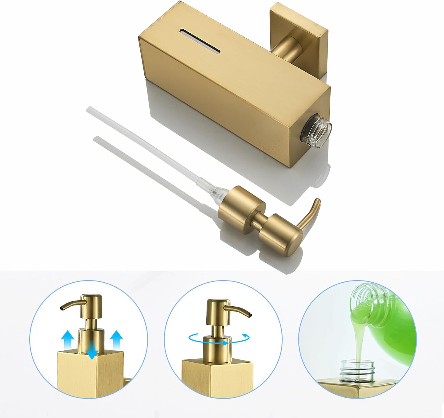 Wall Mount Soap Dispenser Brushed Gold 304 Stainless Steel