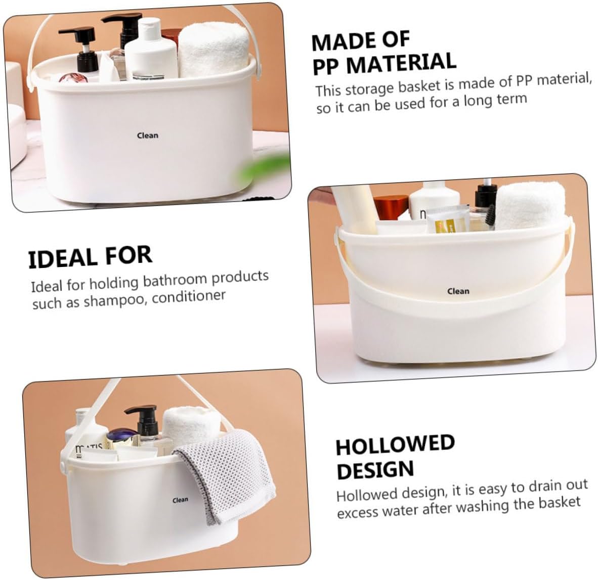 1Pc Portable Plastic Bathing Basket with Efficient Drain