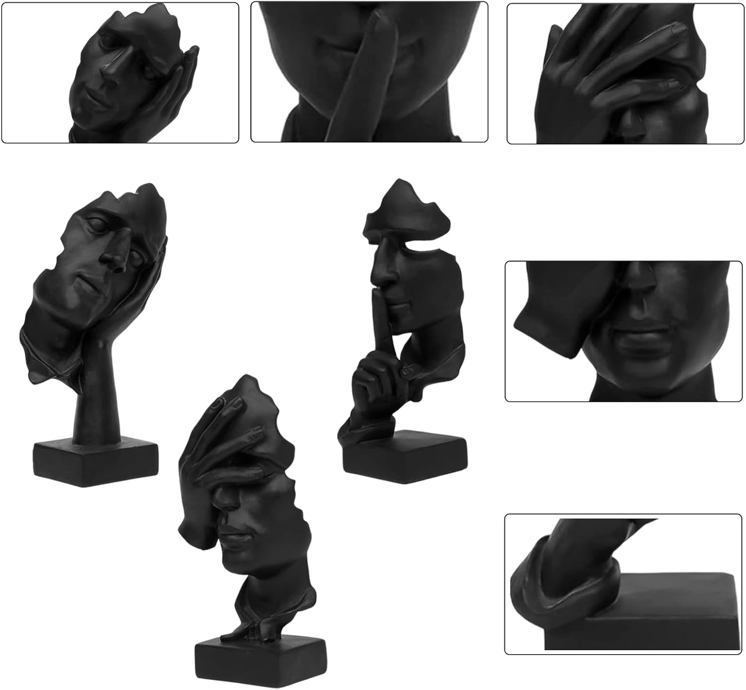 Abboxoo 3 Pcs Thinker Statue Set Modern Minimalist Resin Sculptures for Living Room Home Office