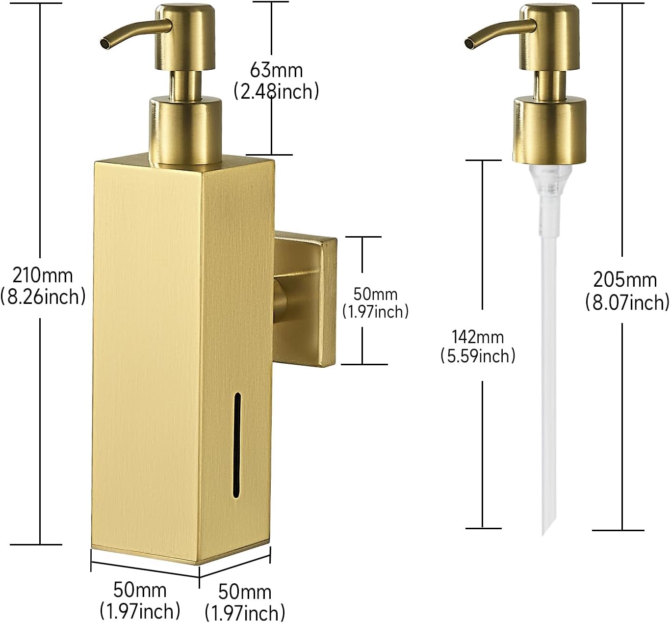 Wall Mount Soap Dispenser Brushed Gold 304 Stainless Steel
