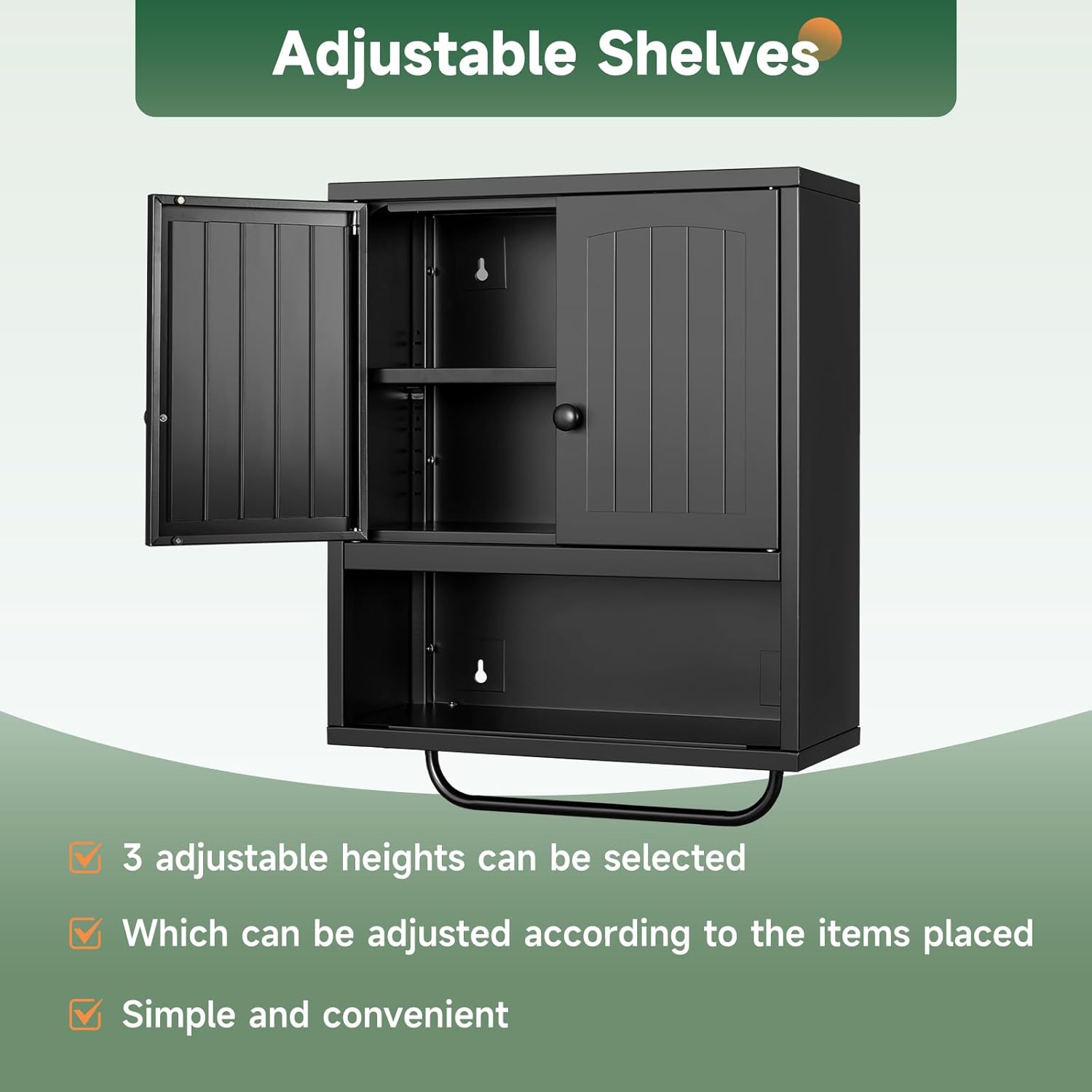 Letaya Metal Bathroom Cabinet with 2 Doors and Towel Rack