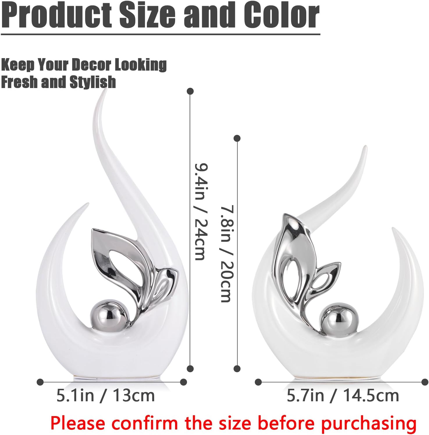 XMGZQ White and Silver Ceramic Statues for Modern Home Decor