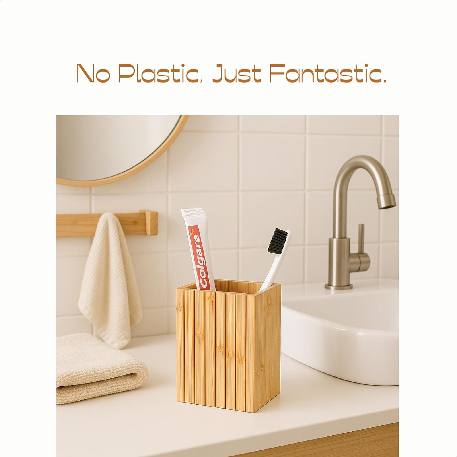 YURIAERY Natural Bamboo Toothbrush Holder 1