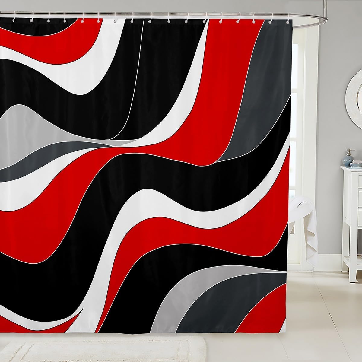 Feelyou Abstract Wave Kids Shower Curtain Set 72x72