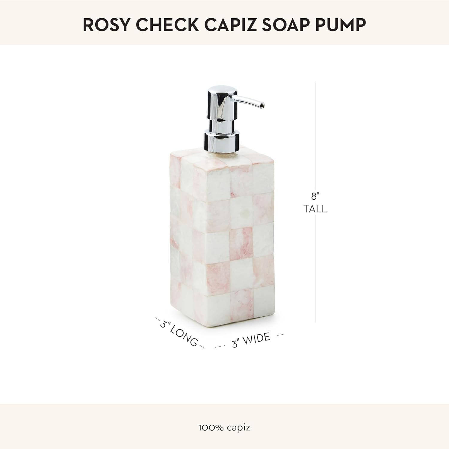 MACKENZIE-CHILDS Capiz Soap Pump with Pink-and-White Rosy Check