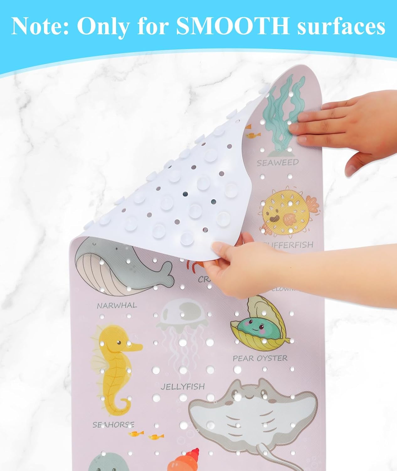 Secopad Baby Bath Mat with Suction Cups and Drain Holes 1
