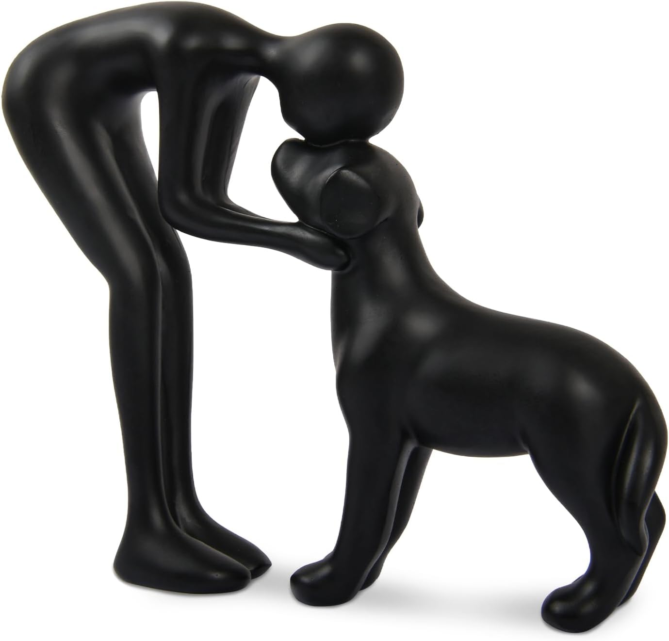 Dog Sculpture Home Decor Cute Man and Dog Statue Black