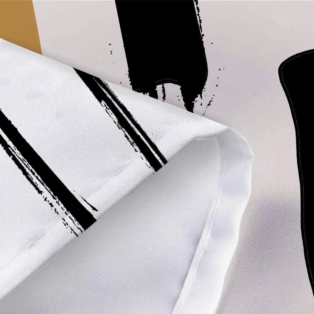 DYNH Abstract Modern Black and White Shower Curtain Set 1