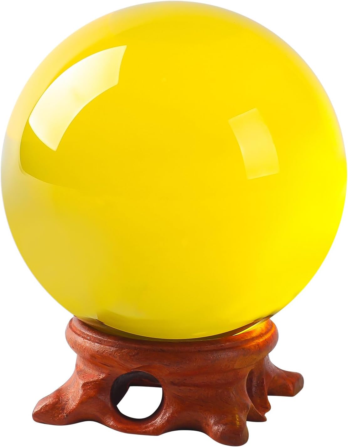 Yellow Crystal Ball 100mm with Rose Stand and Gift Box