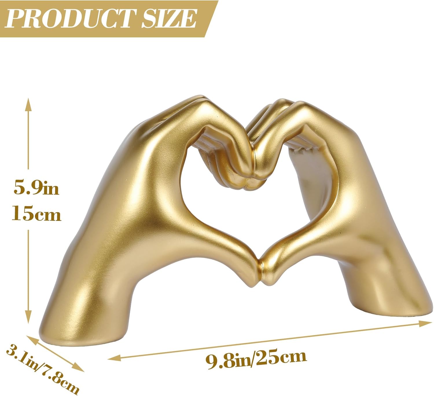 HMASYO Gold Heart Hand Sculpture for Home Decor