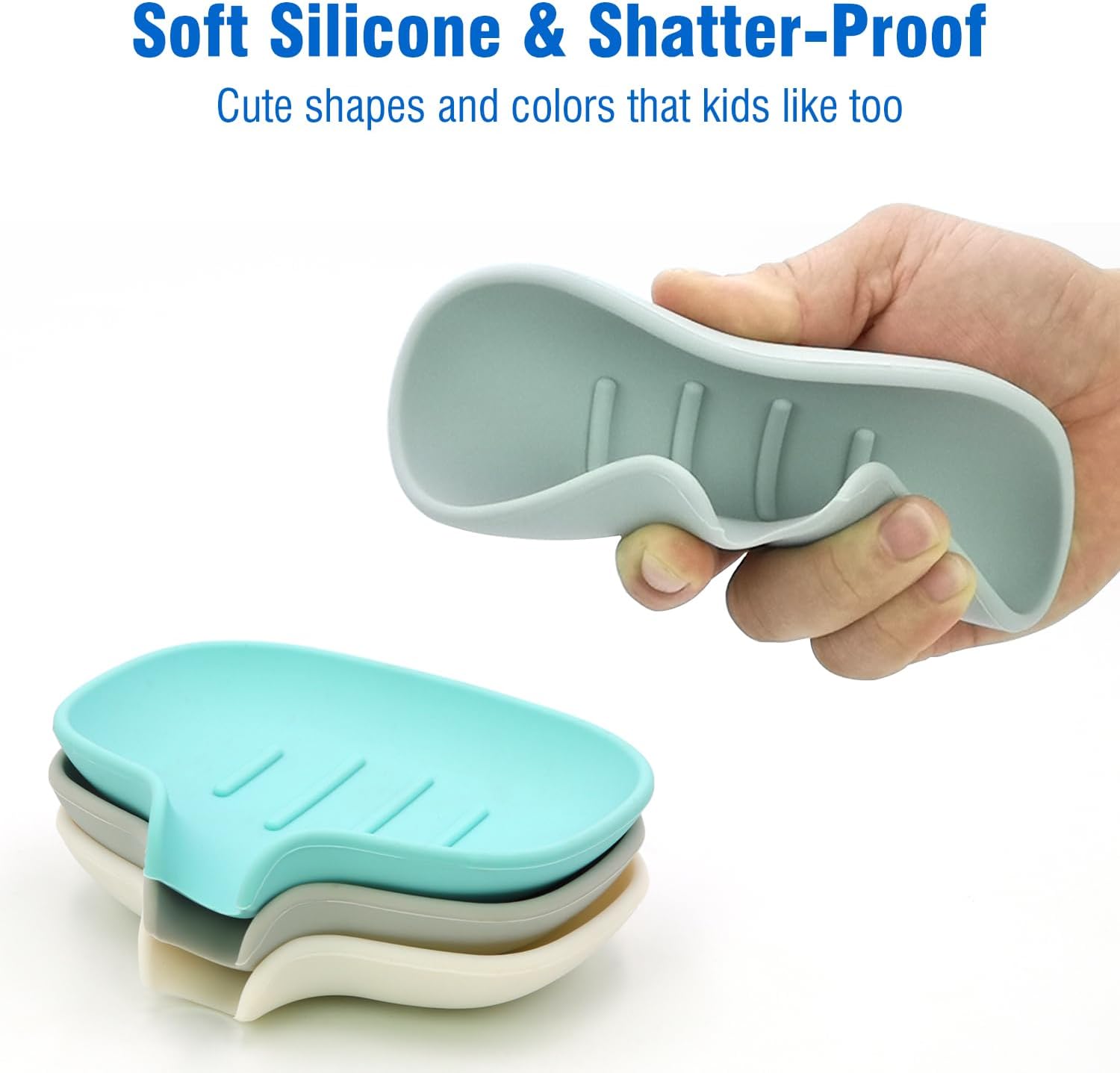 3 Pack Silicone Soap Dish with Drain