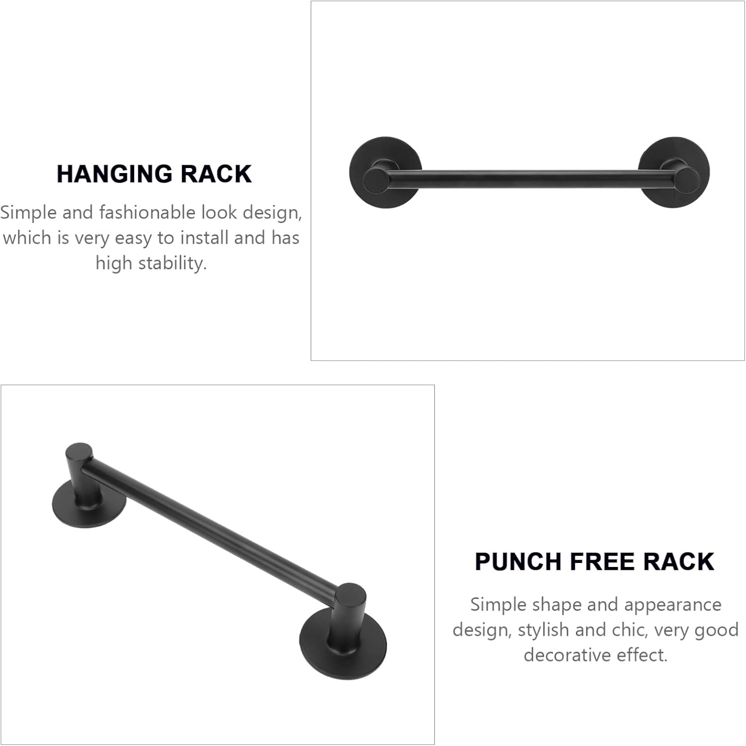TOPPERFUN Wall-Mounted Towel Rack 1pc Stylish Bathroom Holder