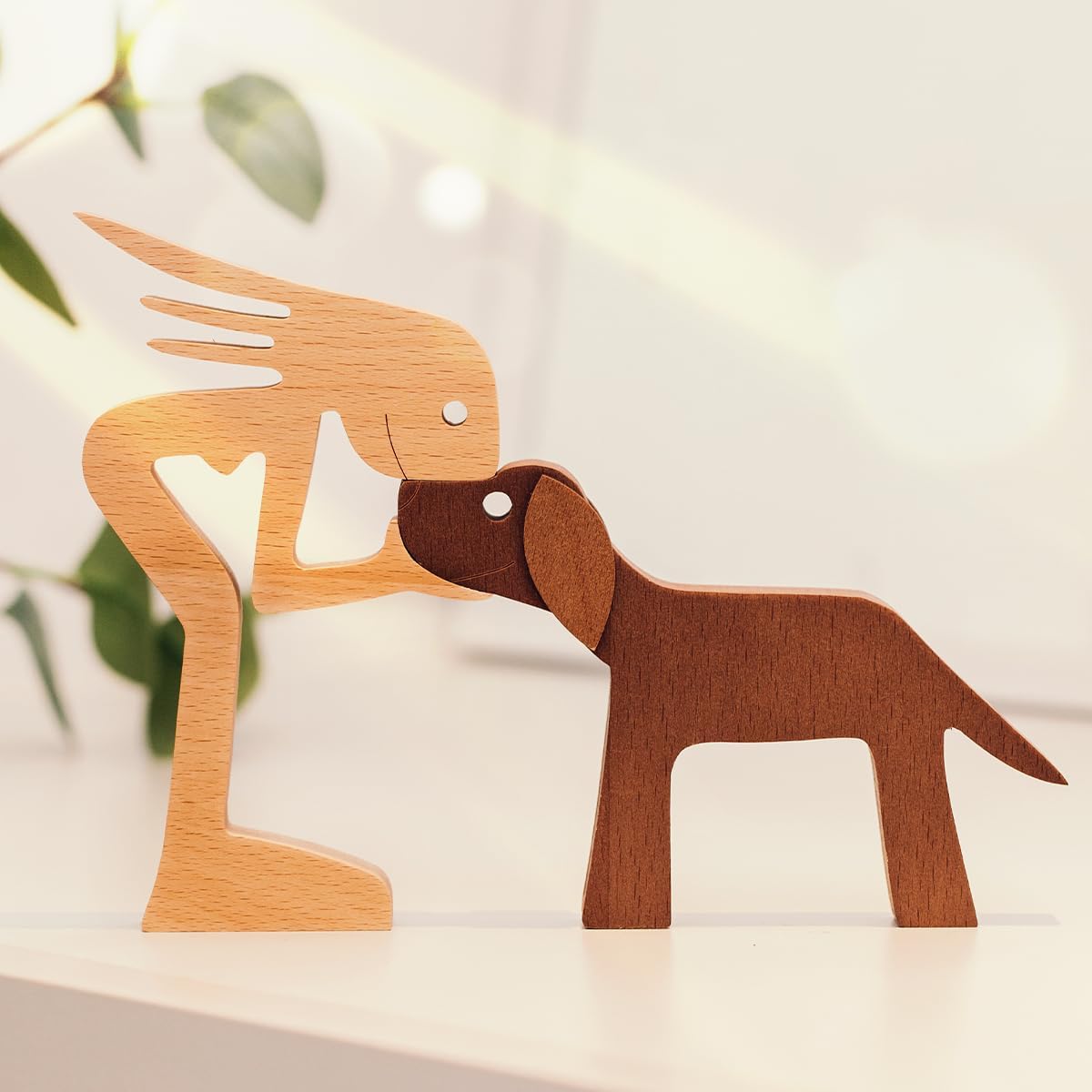 Pawfect House Wooden Dog Statue - Handmade Home Decor Sculpture