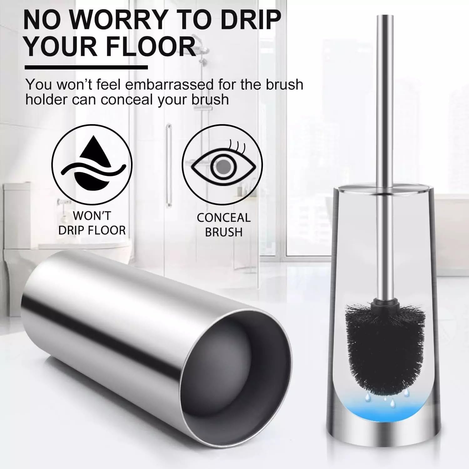 KGYXYXXC Toilet Brush Set with 304 Stainless Steel Handle