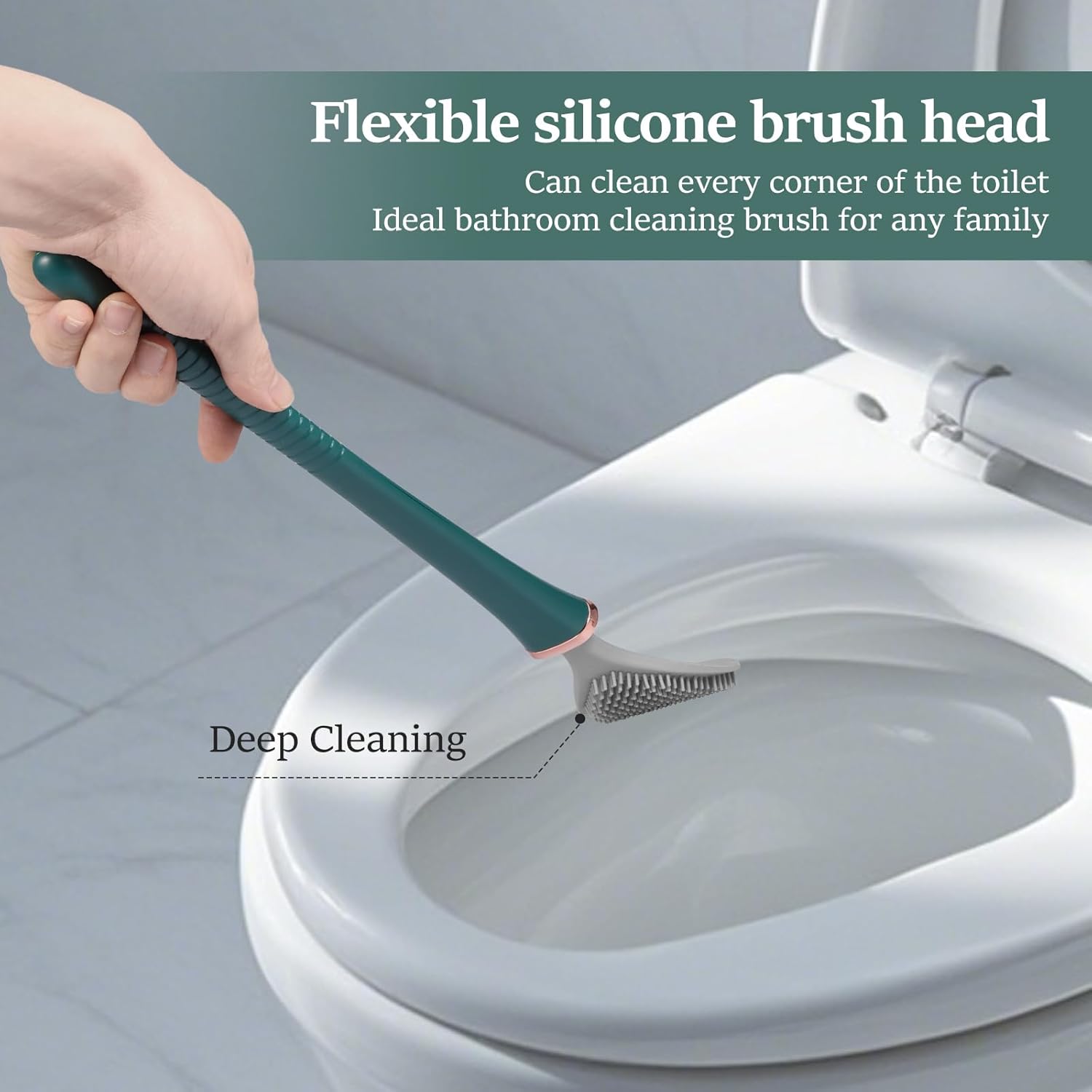 3Pcs ABS Shell Toilet Brush with Wall Mount Holder and Flexible Bristles