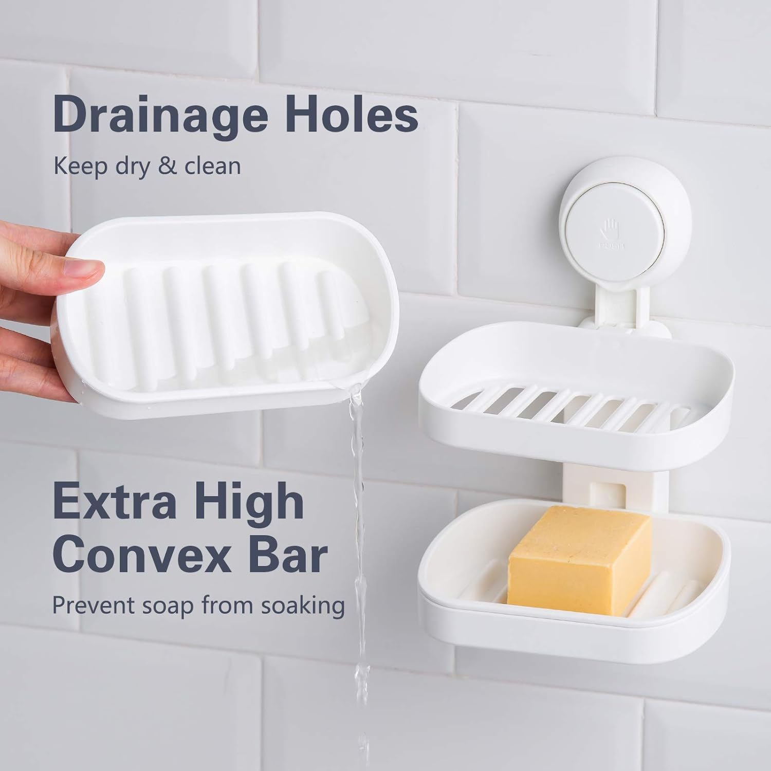 TAILI Double Layer Soap Holder Suction Cup Design for Bathroom and Kitchen