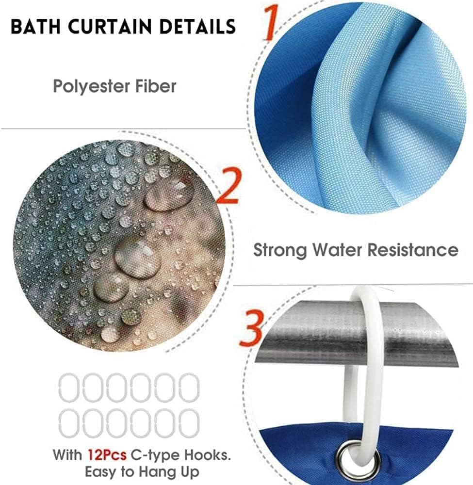 DDS-DUDES Christmas Shower Curtain Set with 12 Hooks