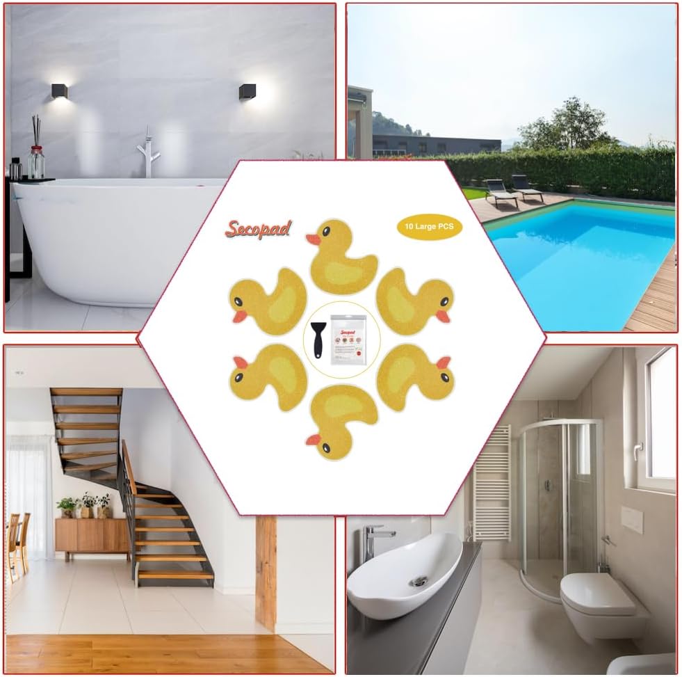 Secopad Non-Slip Bathtub Stickers with Duck Decal