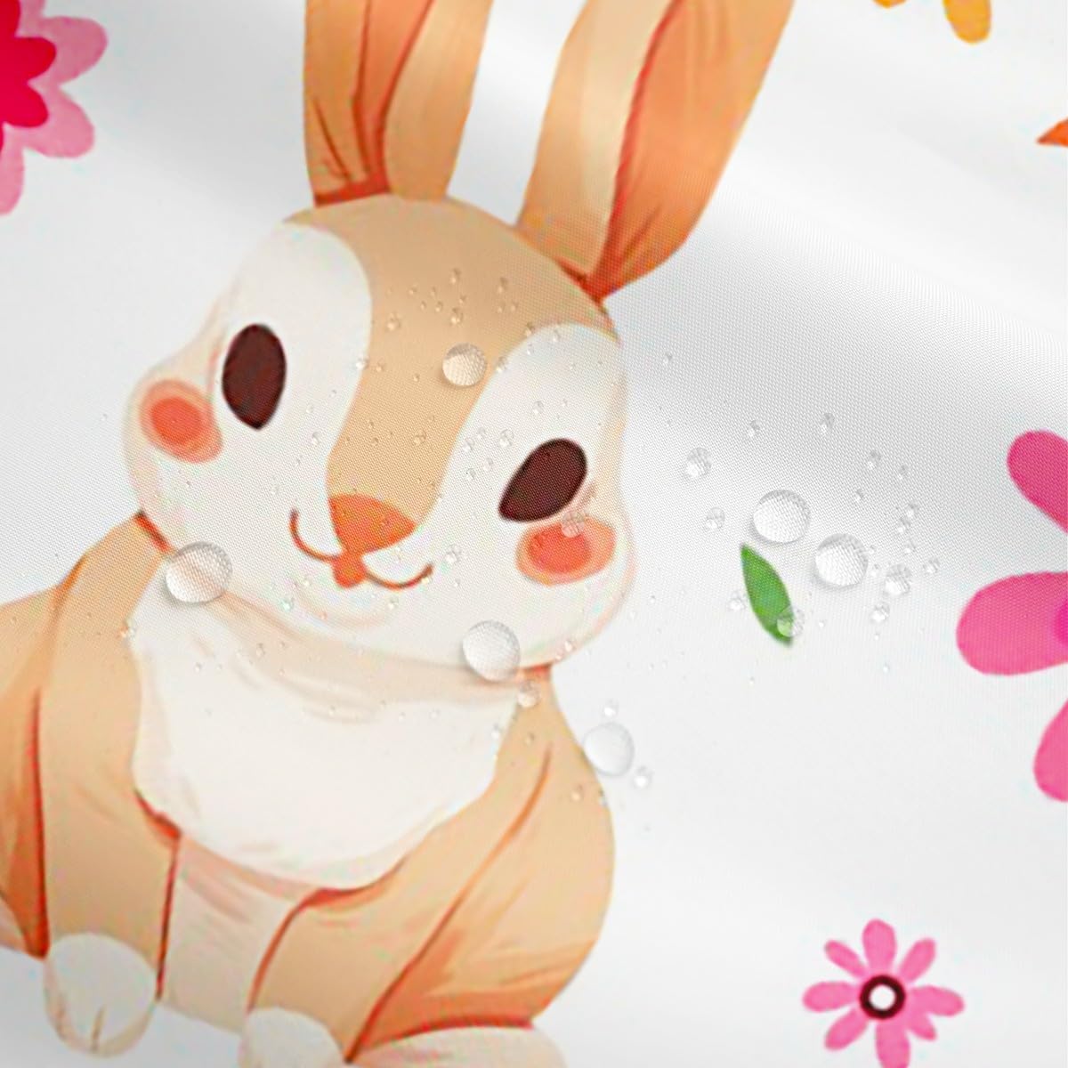 Erosebridal Kids Rabbit Flower Shower Curtain Set