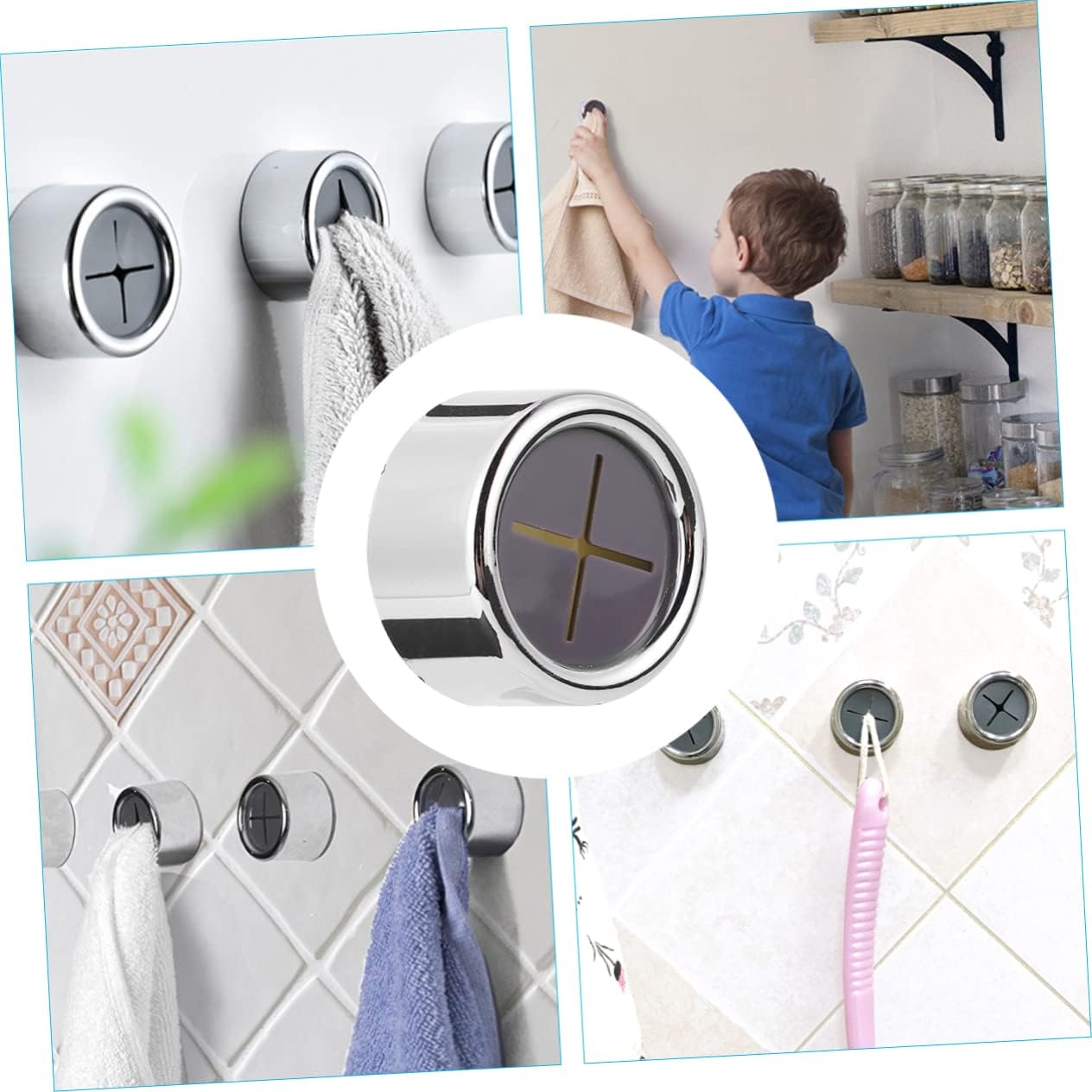 3pcs Self-Adhesive Towel Holder with Punch Design