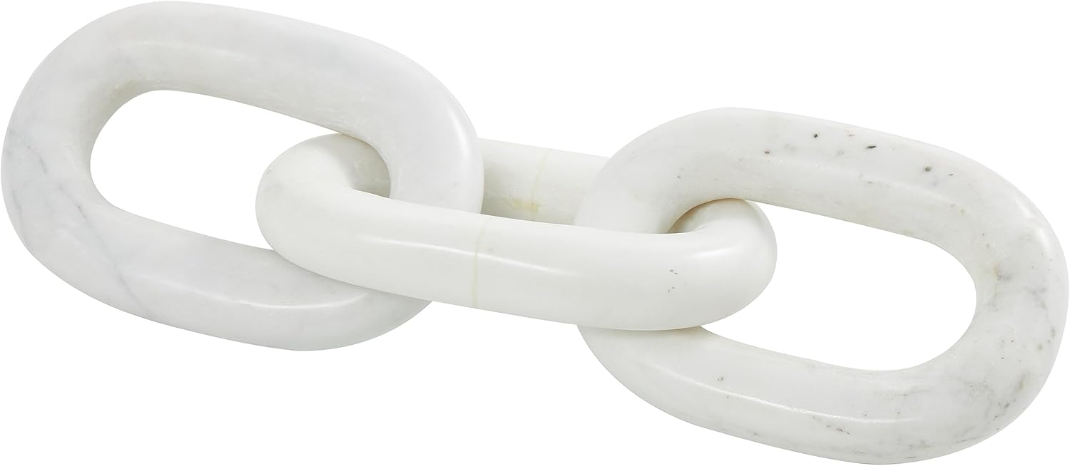 Deco 79 White Marble Chain Sculpture 3 Link Home Decor Statue