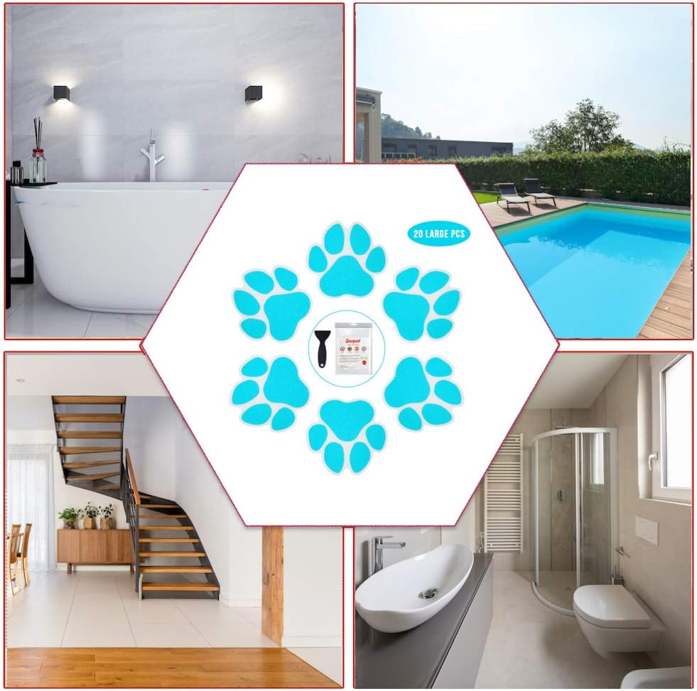 Non-Slip Bathtub Stickers 20PCS Safety Decals with Premium Scraper