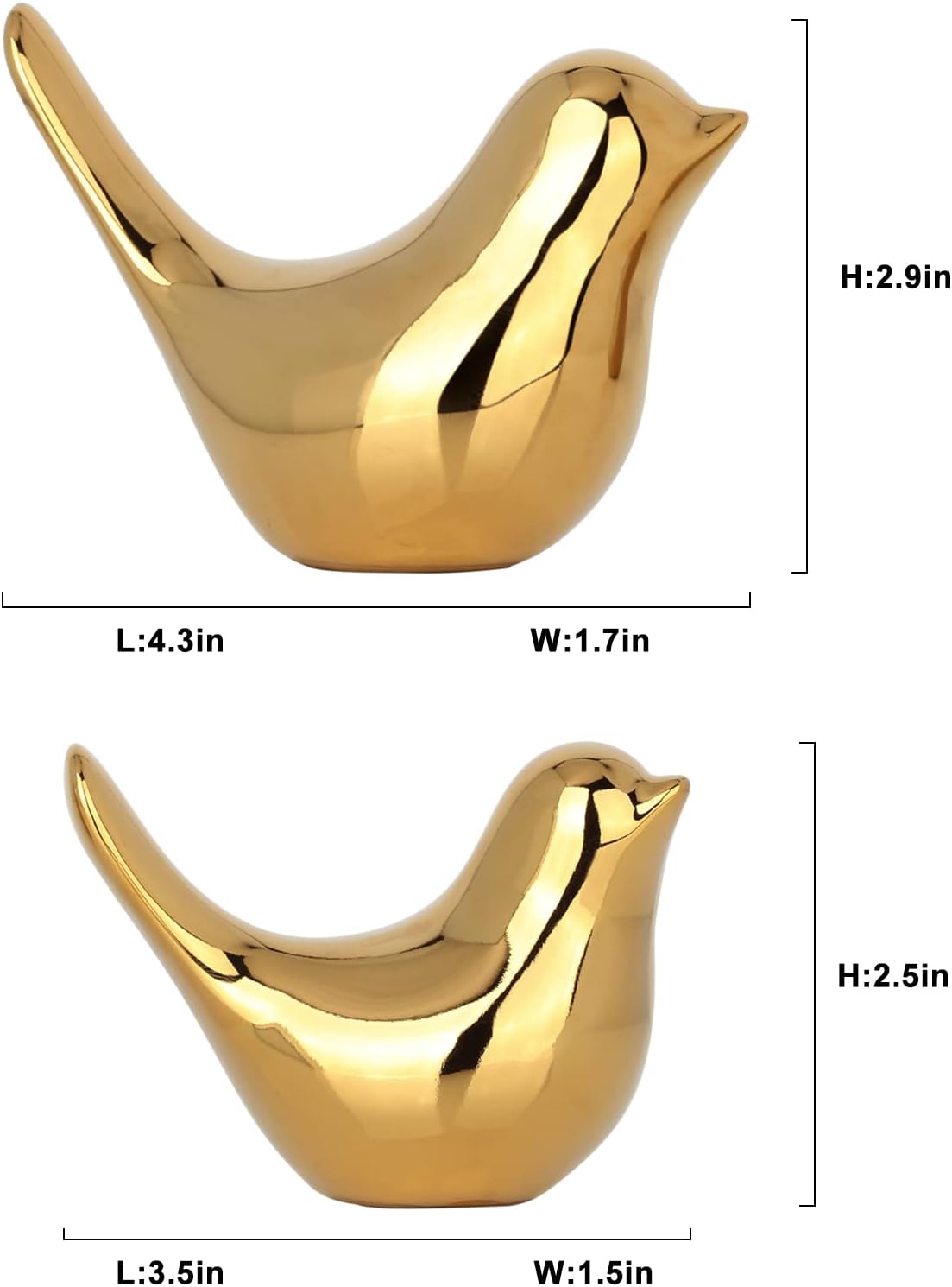 XMGZQ 2 Pcs Gold Bird Sculptures for Home Decor
