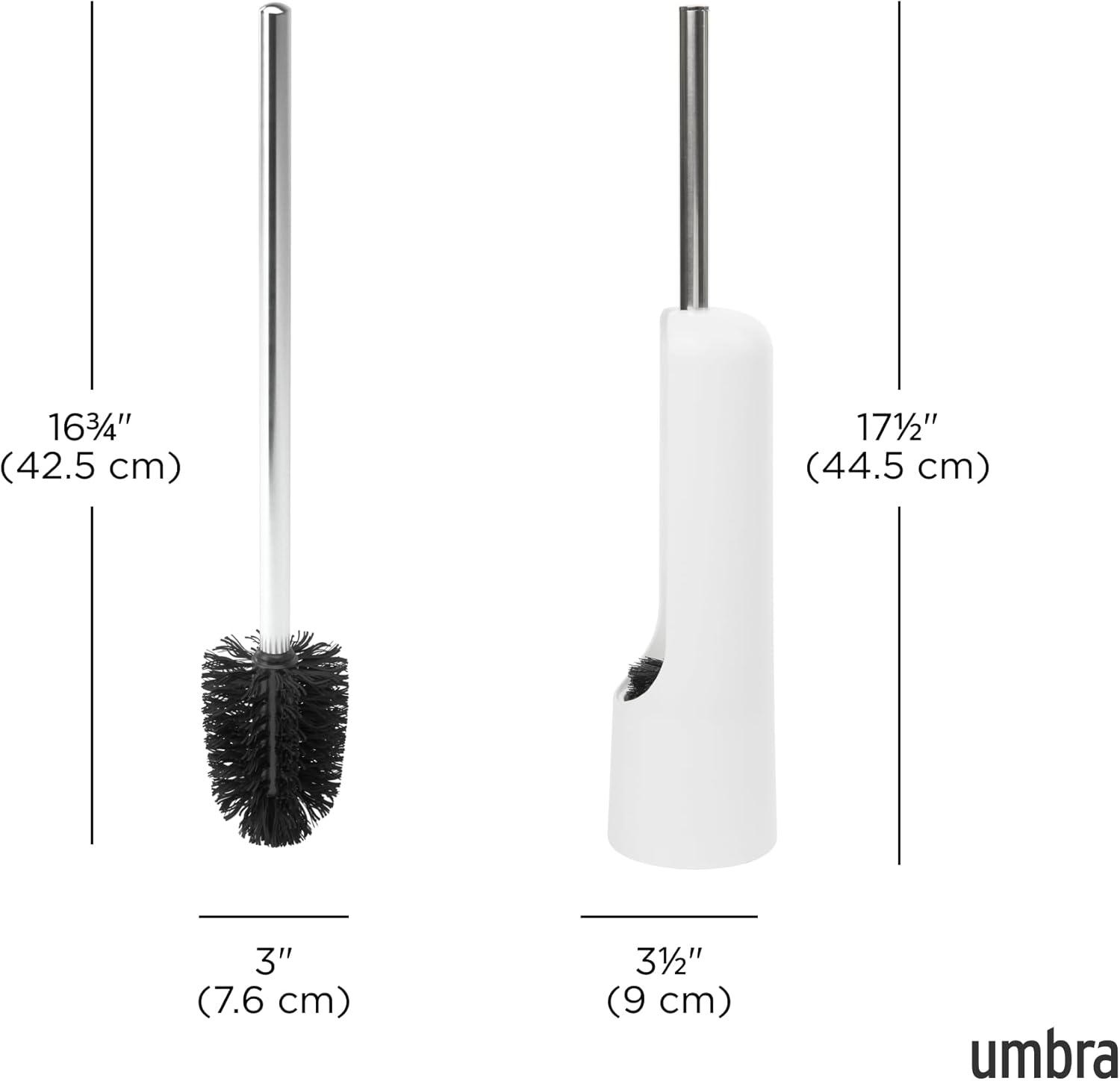 Umbra Touch Toilet Brush with Hideaway Holder - Durable Sleek