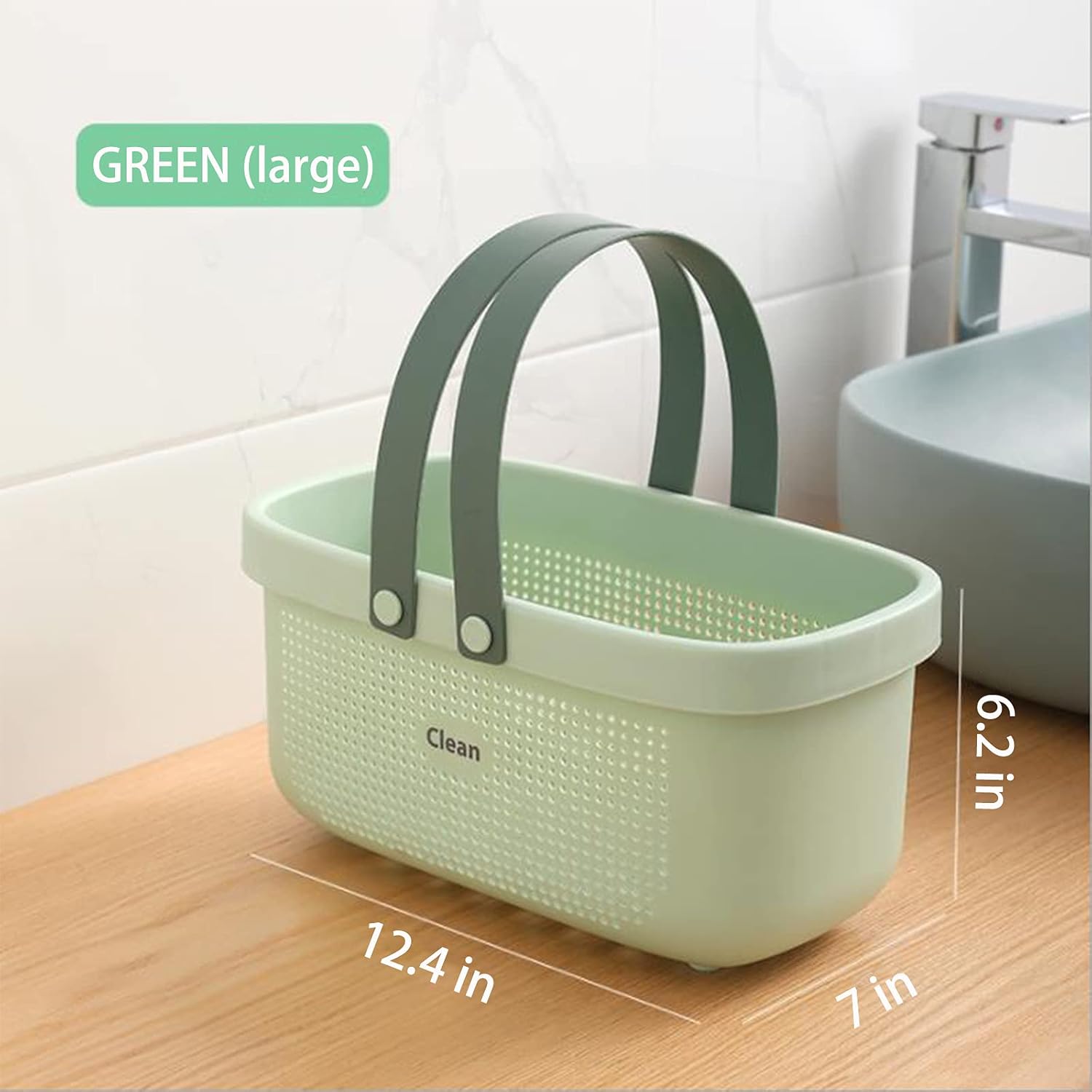 JiatuA Plastic Storage Basket with Handle Green