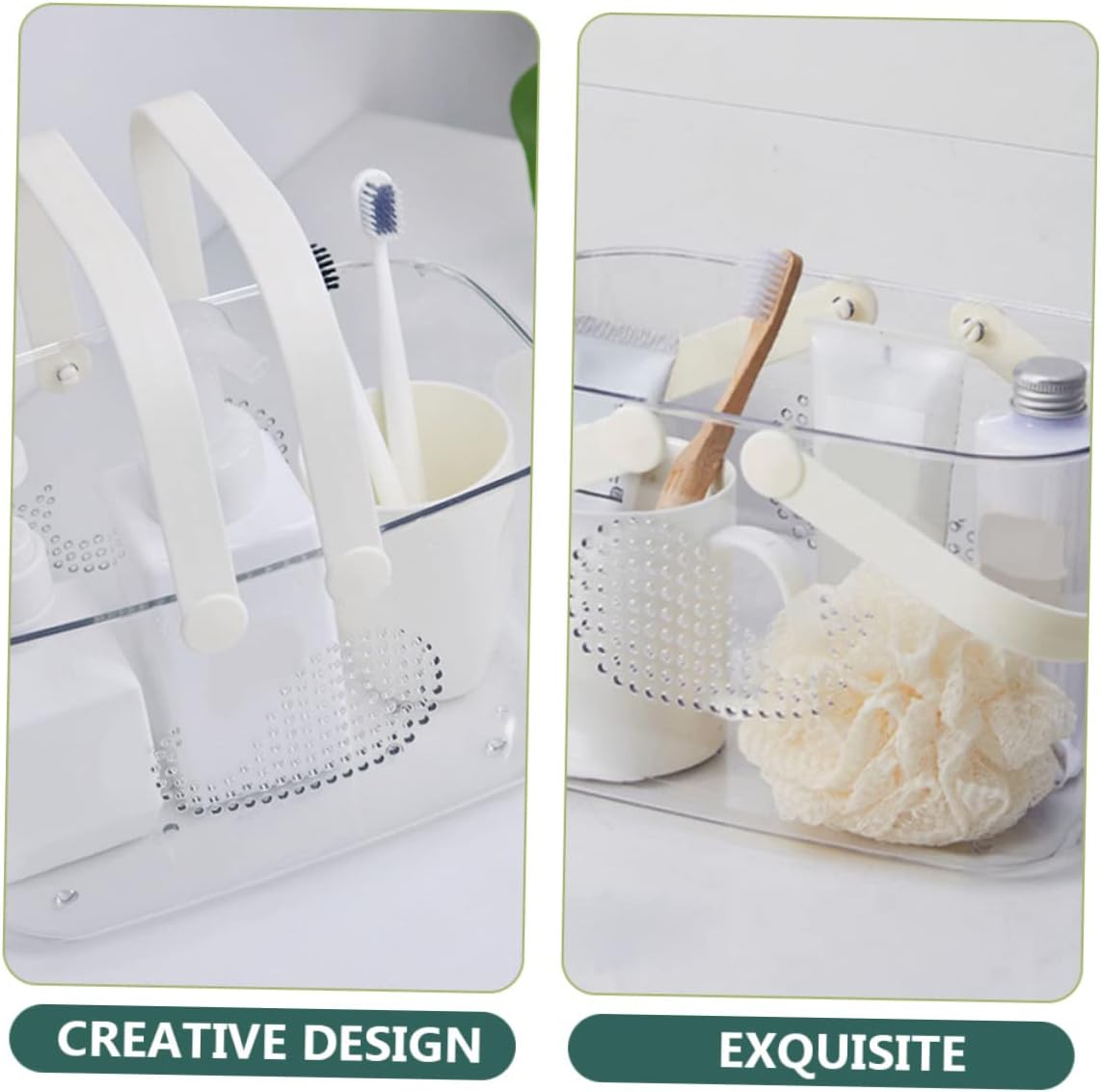 HEALLILY Portable Plastic Shower Basket with Handle