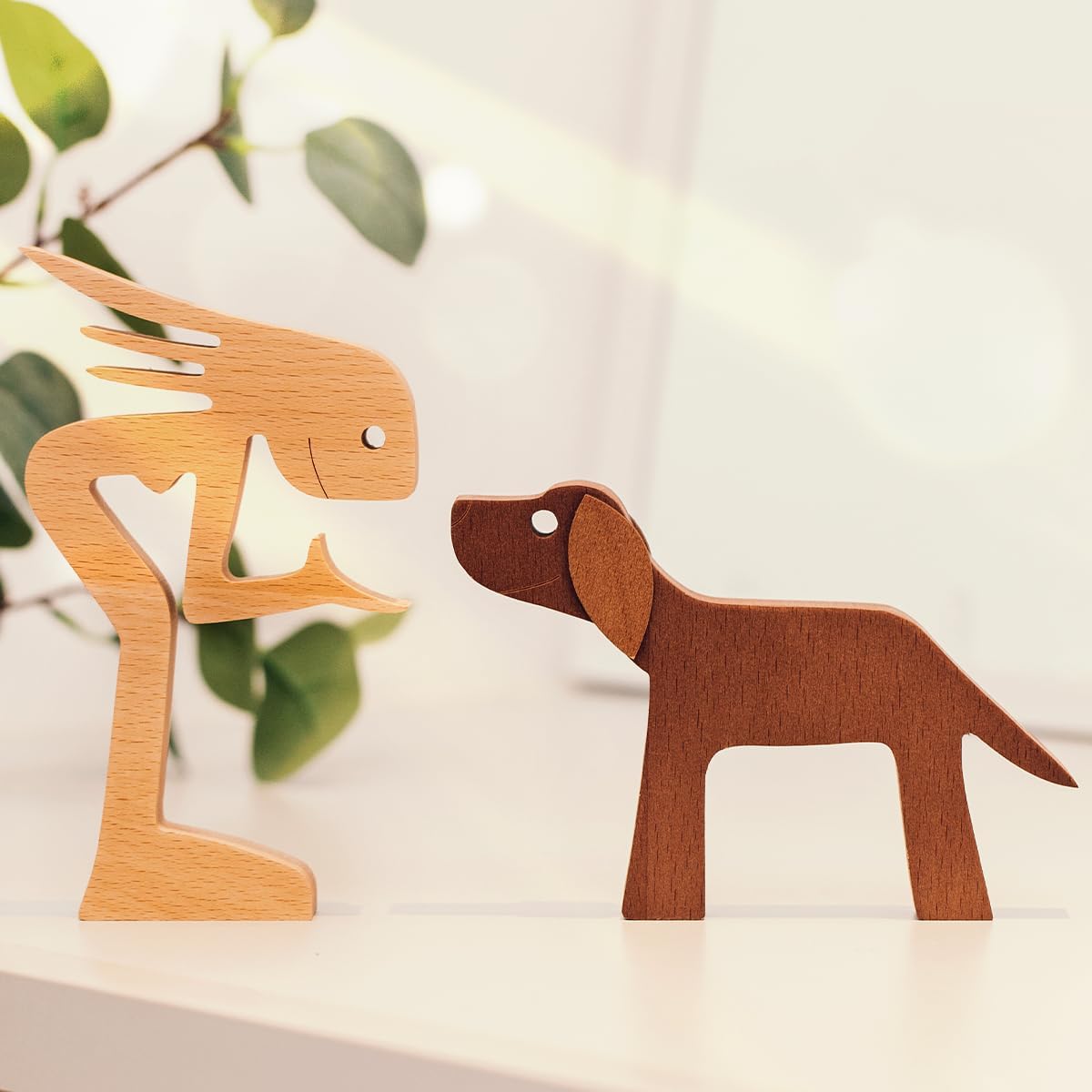 Pawfect House Wooden Dog Statue - Handmade Home Decor Sculpture