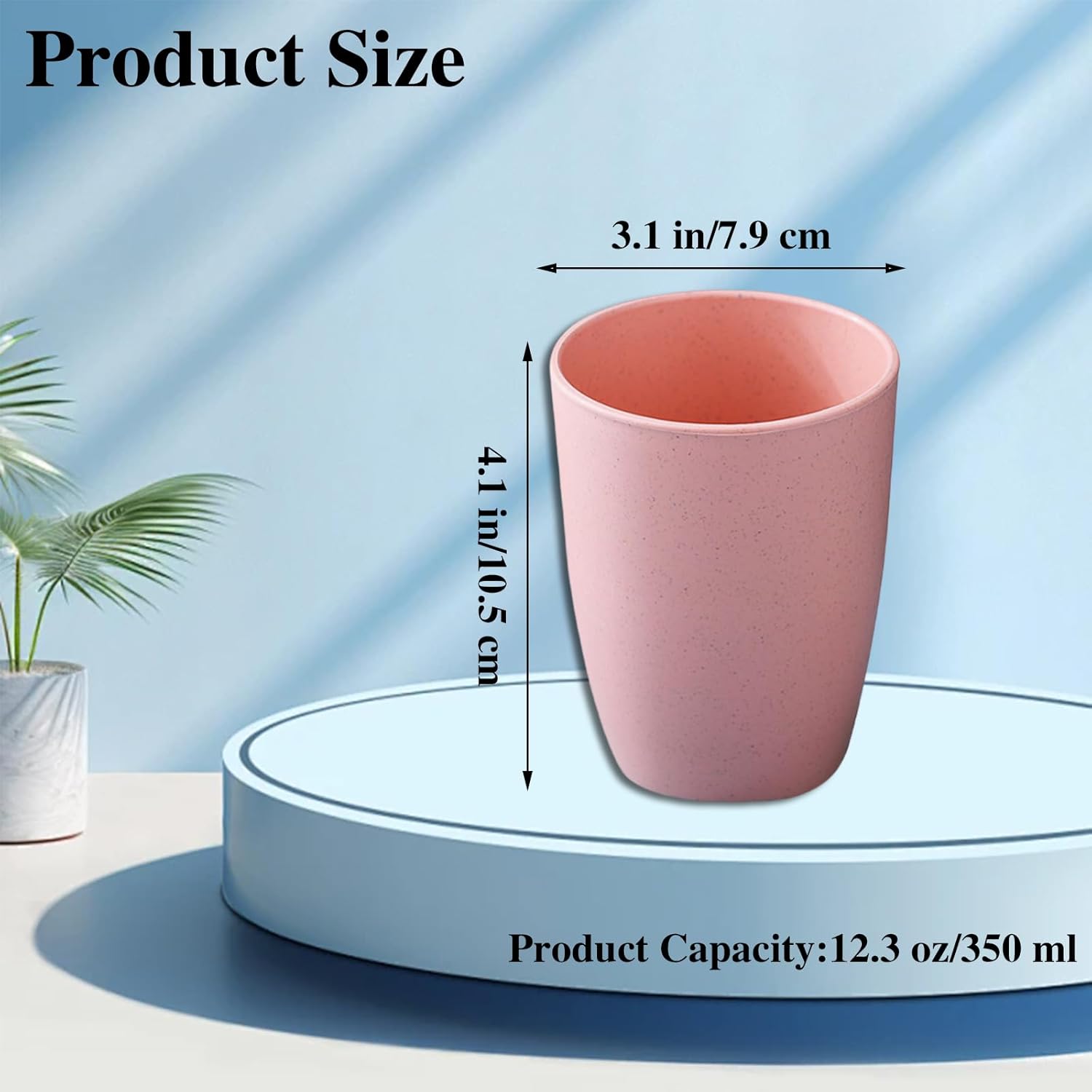 Zgwansui 5-Pack Green Wheat Straw Tumblers 12OZ Reusable Stackable Cups