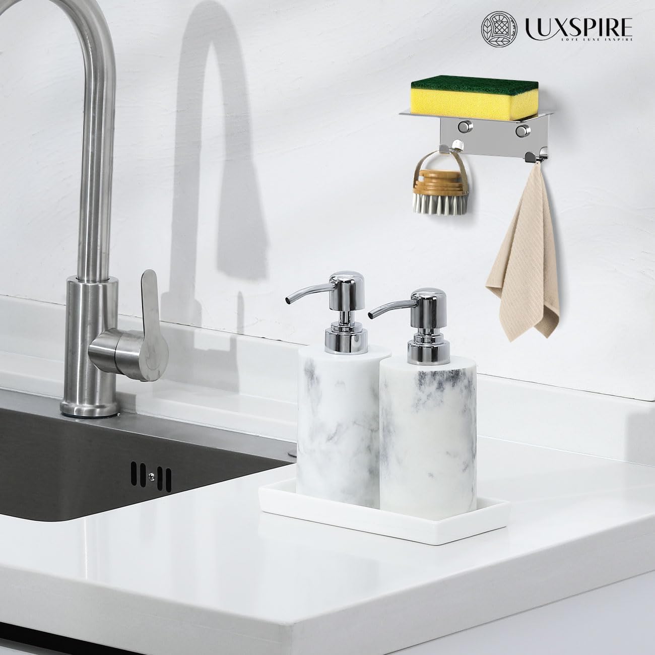 Luxspire White Ceramic Vanity Tray for Bathroom and Kitchen