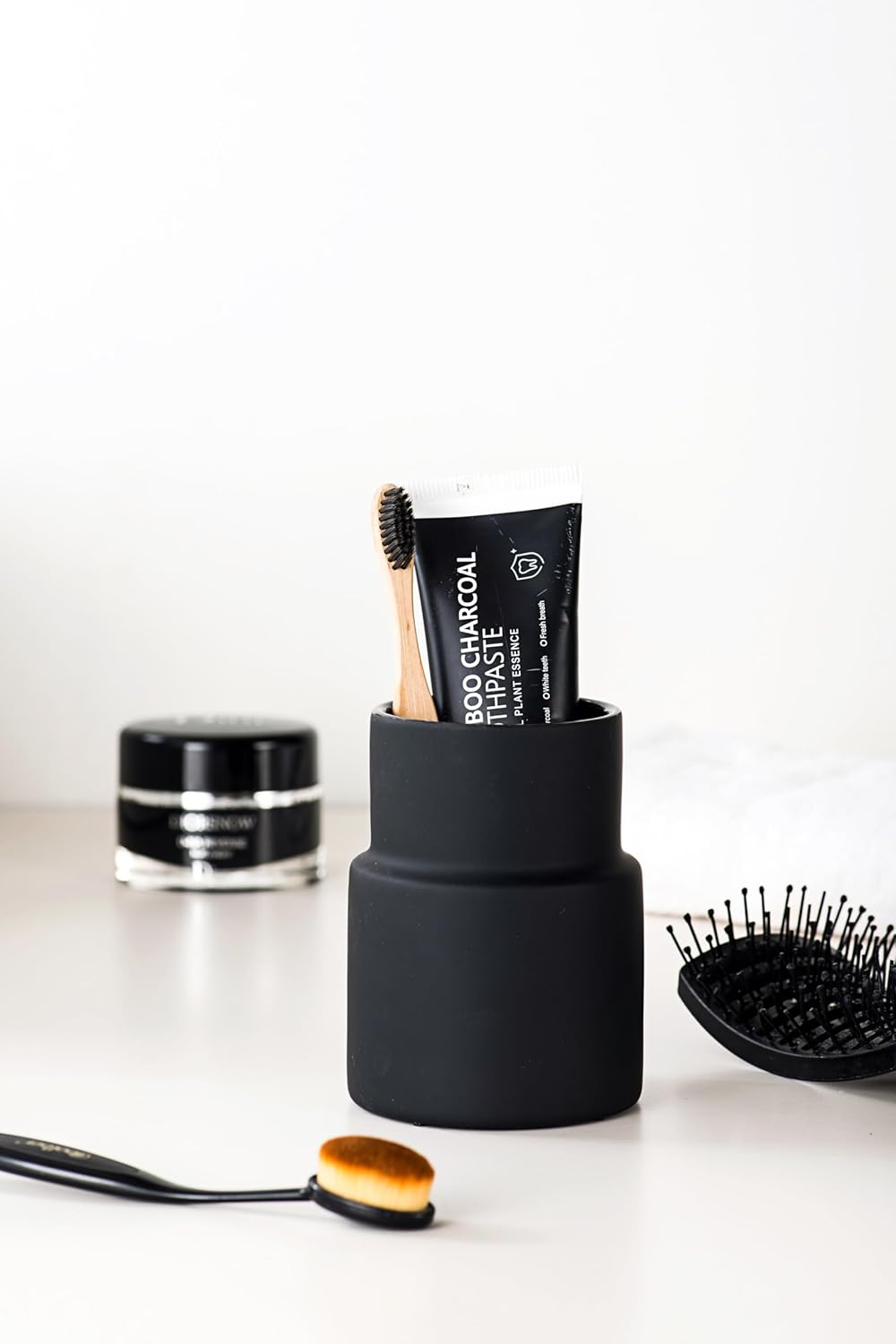 Modern Matte Ceramic Toothbrush Holder Black
