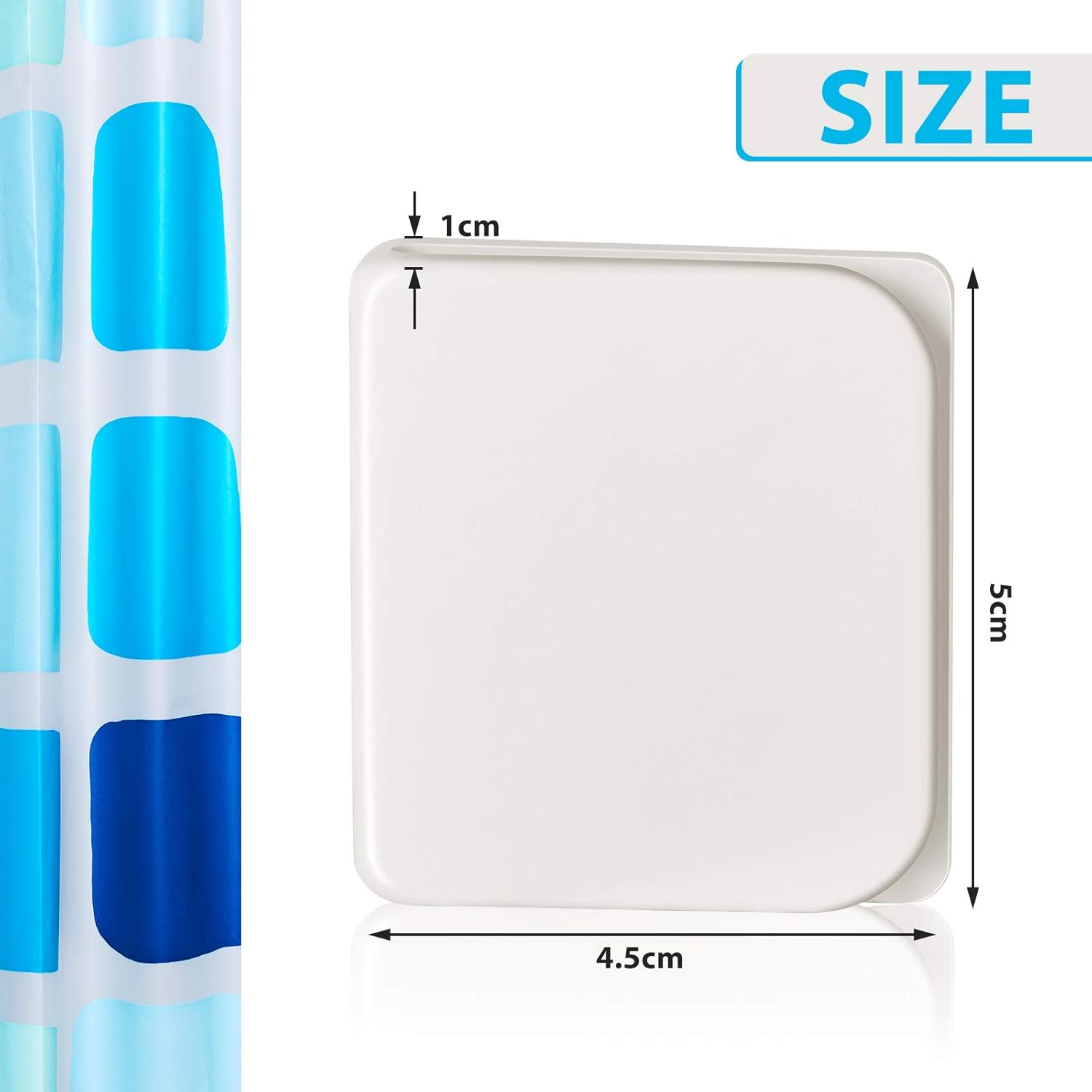 Jetec 4-Piece White Self-Adhesive Shower Curtain Clips
