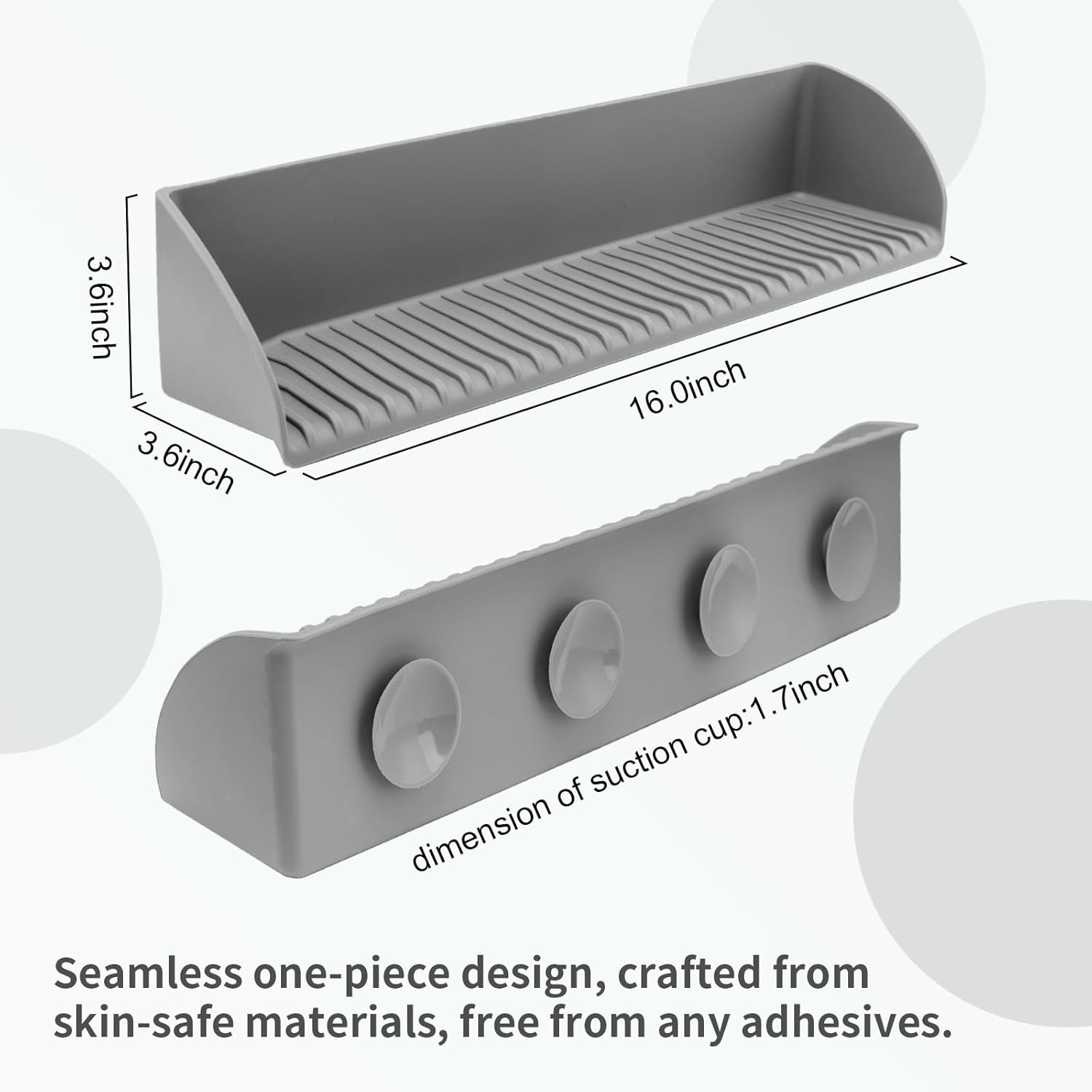 BUQ Splash Guard for Bathtub - 4 Suction Cups Gray 1 Pack