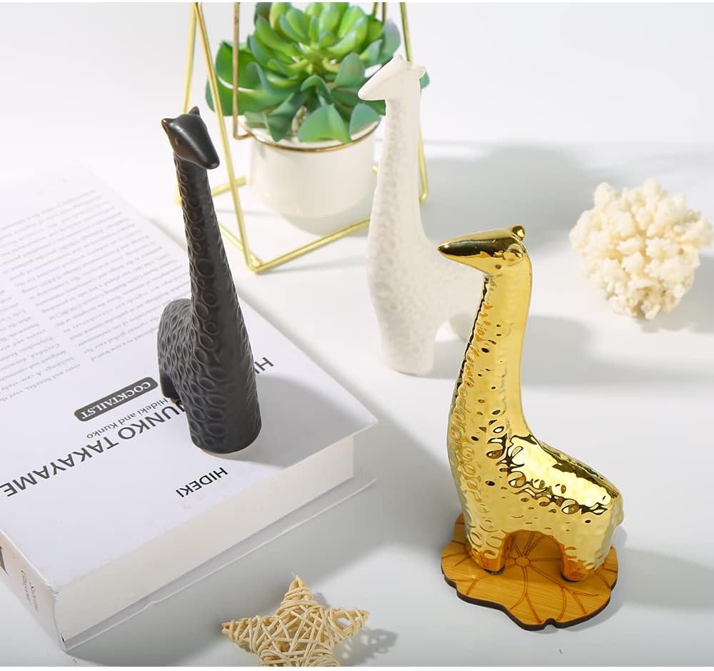 Black Giraffe Ceramic Statue Home Decor