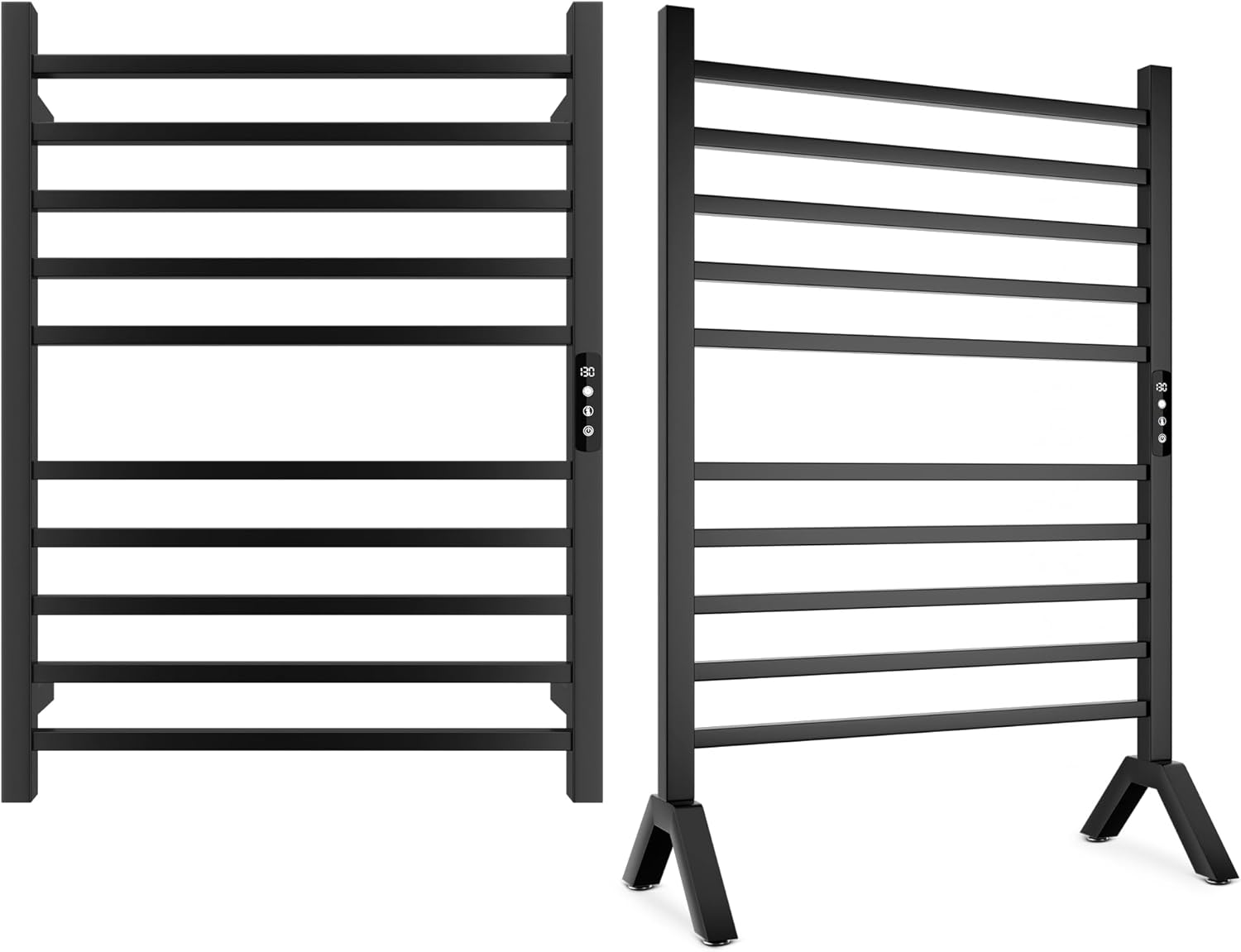 Poloma Wall Mounted Towel Warmer Rack Electric Stainless Steel Matt Black