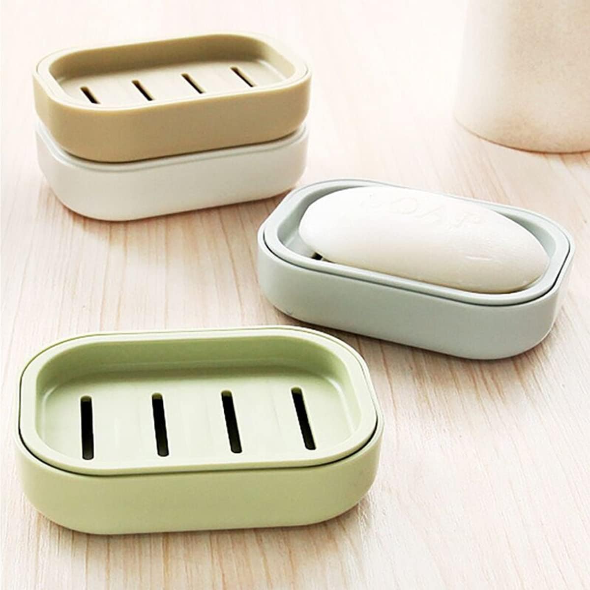 4 Pack Colorful Plastic Soap Dish with Drainage