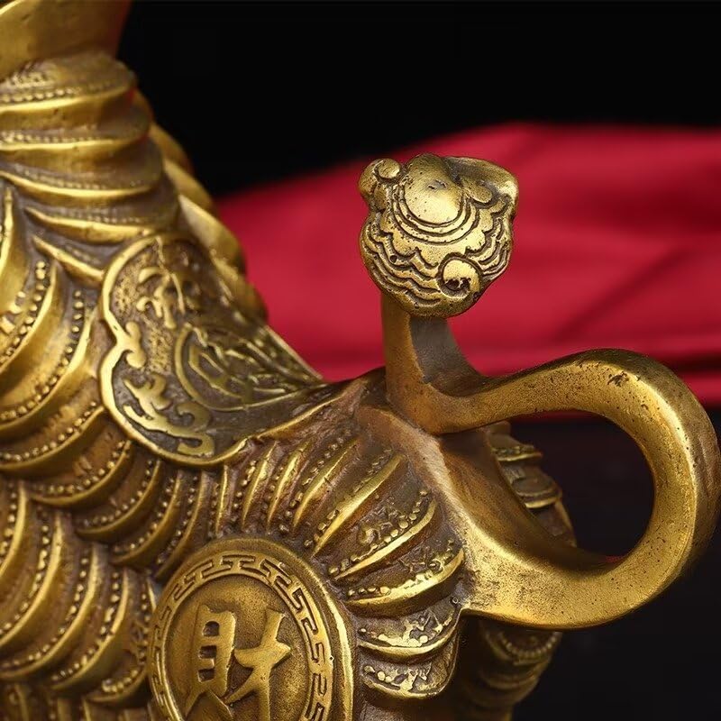 Chinese Golden Bull Brass Figurine Feng Shui Wealth Decor