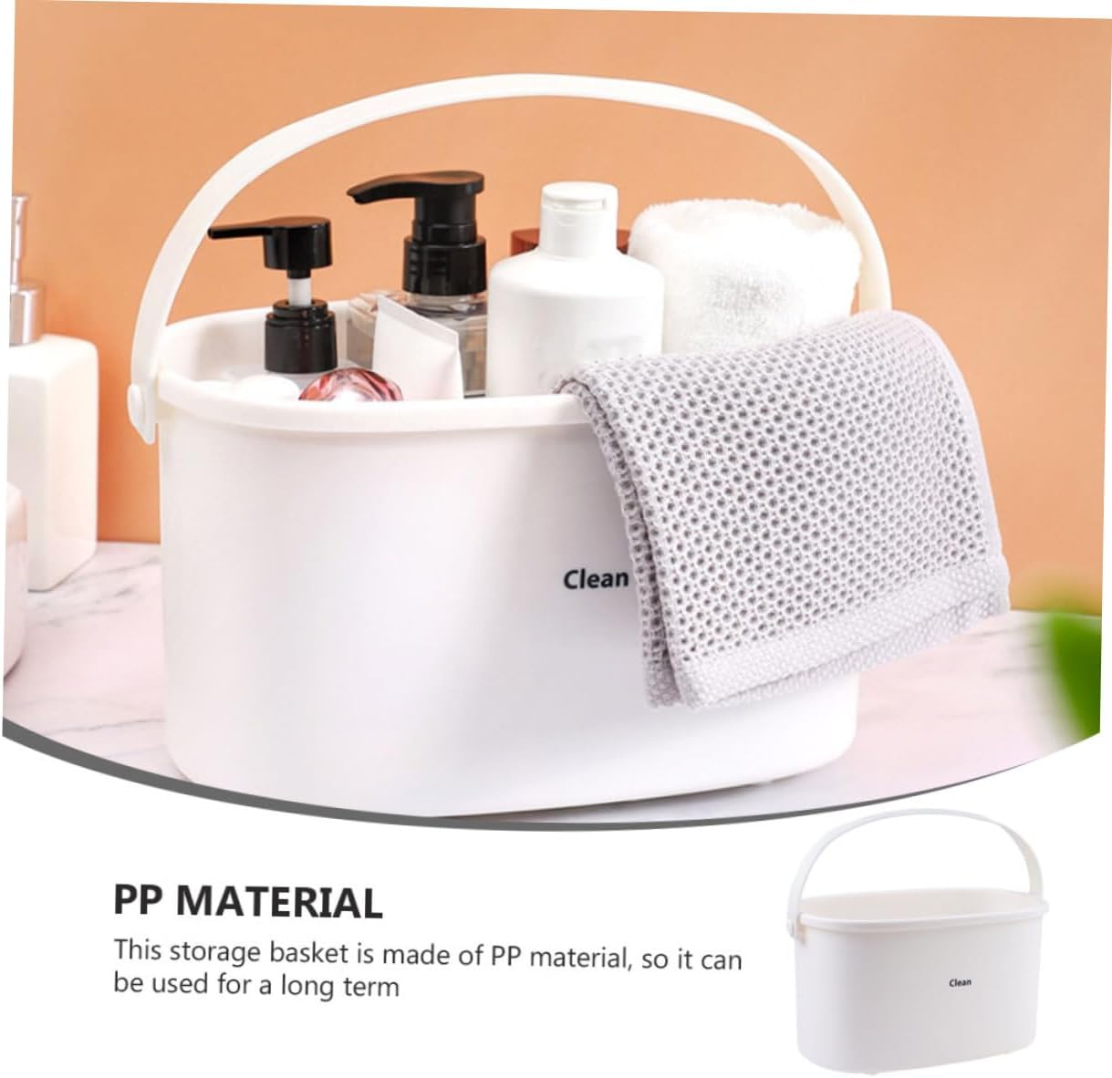 Mobestech 1Pc White Plastic Shower Organizer Basket for Bathroom Kitchen and Food Storage