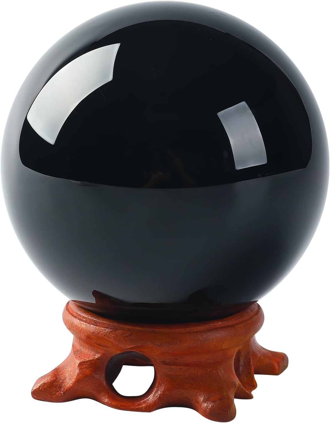 Modaier Black Obsidian Crystal Ball 80mm with Rose Wooden Stand and Gift Box
